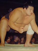 Tochitenko in Makushita as a Juryo visitor (c. 1990)