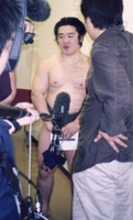 Tochitsubasa after winning his first Jonokuchi Yusho (c. 2003)