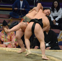 Wakamotoharu defeats Tsukahara (c. 2019)