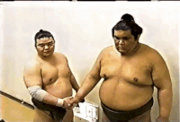 Tamakasuga after ensuring promotion to Juryo (c. 1995)