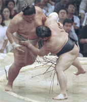 Tamakasuga defeats Ozeki Musoyama (c. 2000)
