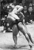 Yoshinohana retires Yokozuna Tochinoumi (c. 1966)