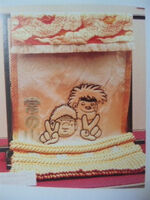 Tsunenoyama's kesho-mawashi on display