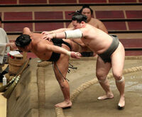 Nishikifuji ensures promotion to Juryo (c. 2020)