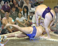 Hokutoriki slaps down and defeats Tosanoumi (c. 2005)