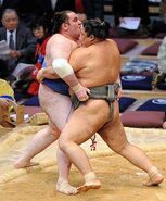 Surugatsukasa defeats Gagamaru in Juryo (c. 2010)