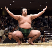 Wakanoshima prepares for his upcoming match (c. 2015)