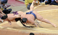 Tochinowaka throws and defeats Endo (c. 2013)