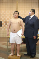 Rinko gets measured upon joining sumo (c. 2022)