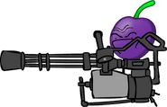 Grape holding a minigun