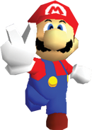 Mario making a victory sign after collecting a Power Star.