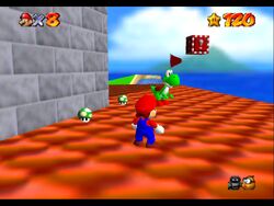 Peach's Castle exterior Yoshi on the roof 1.jpg