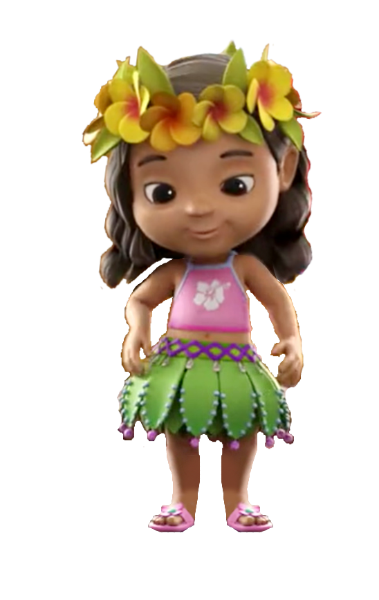 Glamorous happy Hawaiian girl wearing a skimpy grass skirt