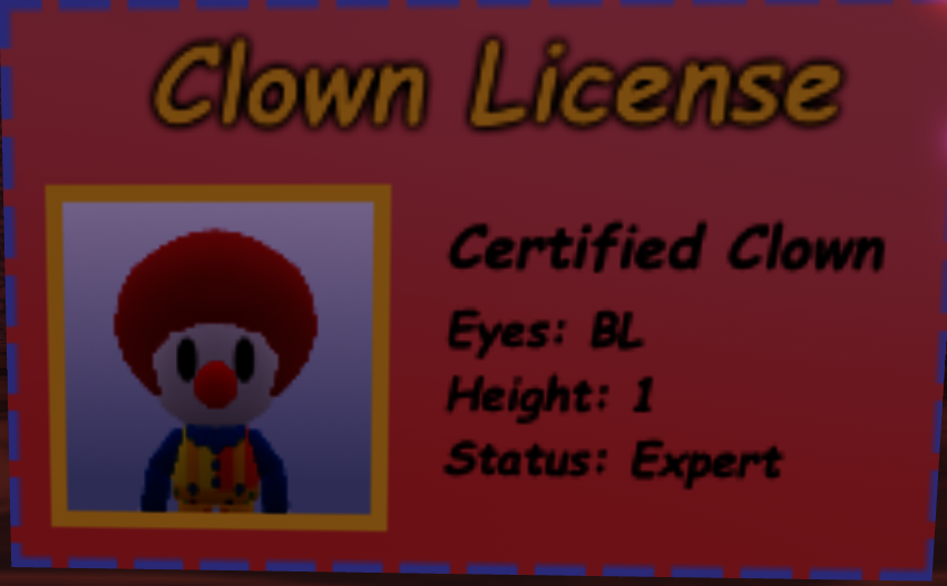 Clown License Super Cube Cavern Wiki Fandom - clown costume id roblox
