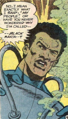 Black Manta, without his mask.Art by Jim Aparo.