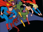 Superman, Batgirl, Hulk, Wonder Woman, Supergirl and Spider-Man.