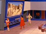 The Super Friends monitor Mount Rushmore from their Hall of Justice