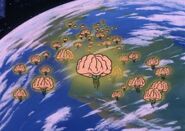 Brain creatures over Earth