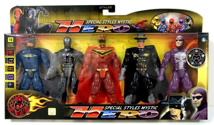 Batman, Symbiote Spider-Man, Red Mystic Force Ranger, Zorro and
