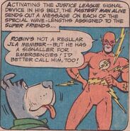 Flash using his Justice League Signal Device.[1]