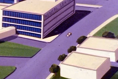 An ambulance speeding toward the 