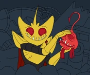 Lord Stingray holding Fang.
