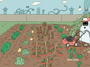 Jailbot mowing the Vegetable Garden
