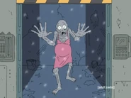 Skinny wearing a pink dress
