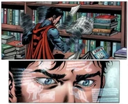 Superman lee un libro a super velocidad.