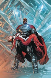 Steel (holding Lana Lang) in his current look