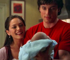 Temporarily "adopted" Evan Gallagher with Lana Lang in the Smallville episode "Ageless" (May 2005)