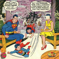 Twins, with a mystery woman in Superman #131 (August 1959)