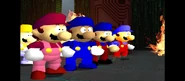 Ruffman in a group of mario recolors in SMG4 Movie: 10 Year Anniversary Special