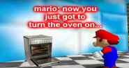 Mario gets ready to take on the oven...