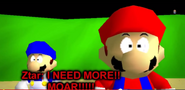 SMG4 and Mario surprised to see the Ztar on the top of the castle.