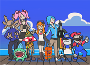 A teaser of the upcoming GLITCH show, Sunset Paradise. with SMG4's Gang in a hand-drawn style.