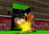 Dr. Eggman shooting his machine gun.