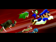 Everyone got shoot by cannon to rescue Mario. (Luigi is screaming when he is shoot))