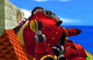 An Eggman robot on the top of the castle