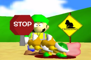 Luigi making way for Koopas.