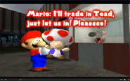 Mario tries to trade Toad to get to Didney Worl