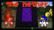 The blooper thumbnail/The entrance to the Nether.