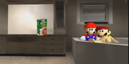 Guy taking a "bath" with Mario