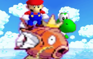 Mario and Yoshi on the Magikarpet