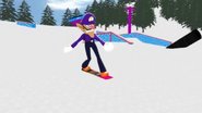 Waluigi snow boarding