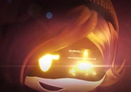 Her eyes glitch yellow just for a second in the last minutes of the pilot