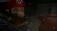 Mario yelling at Toy Freddy that he doesn't care about cheating.