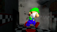 Luigi escapes the explosion