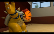 The ball crushing Bowser's face