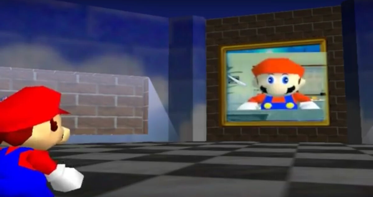 Vhs recording of slenderman in super mario 64